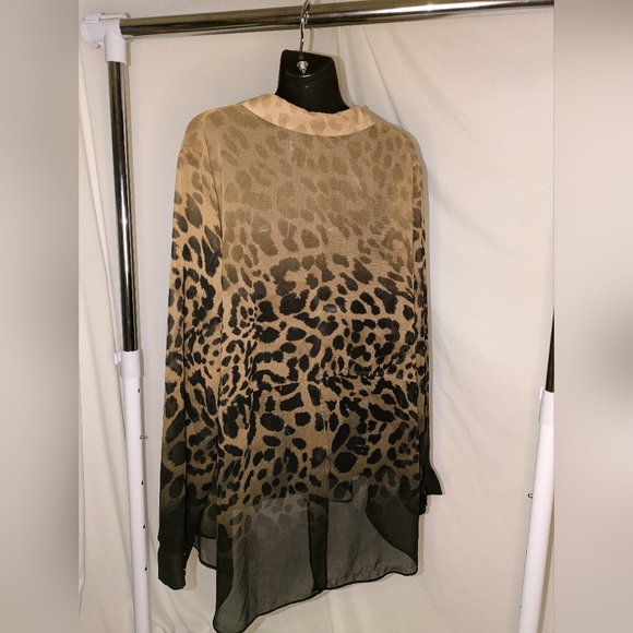 Lane Bryant Sheer Animal Print Blouse - Picture 4 of 7